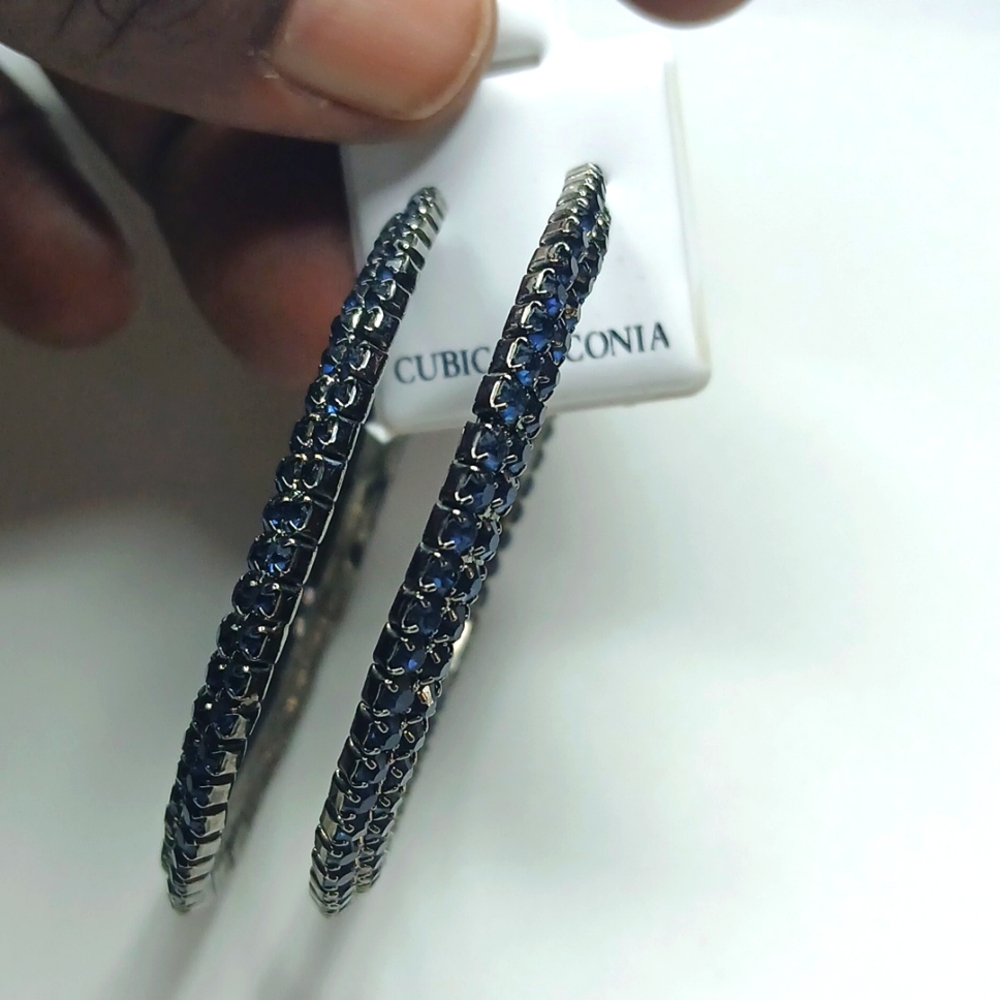 Black Onyx CZ Stones Hoops